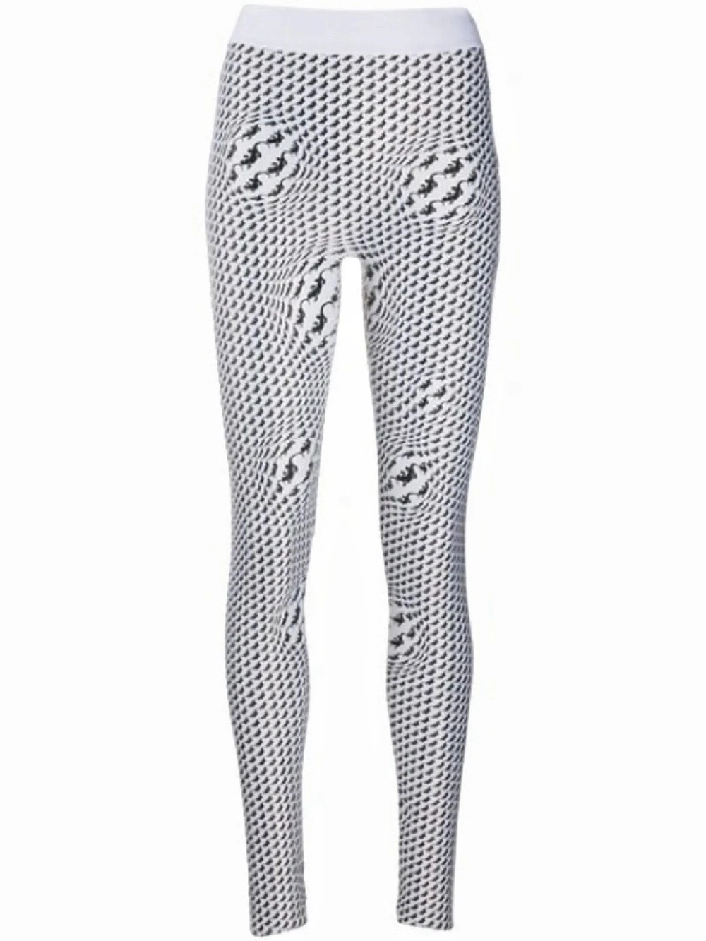 Marine Serre Lizard-Print Recycled Moon Jersey Stirrup Leggings Beige & Black
